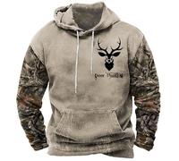 Men's Deer Hunting Hoodie Camouflage Forest 3D Printed Hooded Long Sleeve Drawstring Sweatshirts