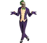 Mens Deluxe Arkham City Joker Fancy Dress Costume Batman Halloween Outfit + Mask