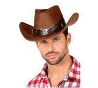 Mens Deluxe Brown Suede Look Dallas Cowboy Hat