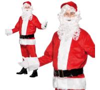 Mens Deluxe Father Christmas Costume Santa Claus Suit Xmas Fancy Dress New