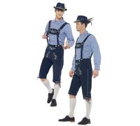 Mens Deluxe Lederhosen Fancy Dress Costume Adults German Beer Festival Outfit