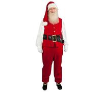 Men'S Deluxe Santa Suit Costume, Father Christmas Outfit With Jacket, Trousers, Beard, Hat & Belt, Perfect For Christmas Fancy Dress & Holiday Parties, Santa Adult Dress Up Outfits