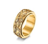 Men's Demon Eye Titanium Steel Ring, Ancient Egyptian Horus Eye Rotatable Vintage Punk Ring