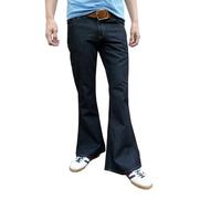 mens denim bell bottom vintage style retro flared jeans indigo All sizes (38W x 34L)