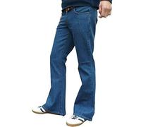Mens Denim Bell Bottom Vintage Style Retro Jeans Medium Stonewashed Blue (38" Waist x 32" Leg)