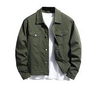 Mens Denim Casual Camouflage Street Style European And American Jackets Mens Night Coat (Green, XL)