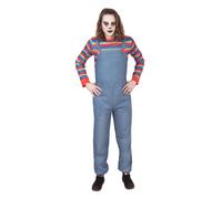 Men's Denim Demon Costume Dungarees Evil Killer Adult Halloween Fancy Dress