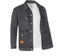 Mens Denim Jacket Long Sleeve Casual Wear Loose Fit Outerwear Lightweight Outdoor Top Button Down Jean Coat Classic Vintage Washed Cowboy Denim Jackets UK Clearance Size M-4XL