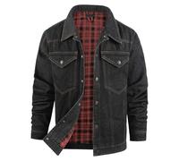 Mens Denim Jacket Waxed Canvas Jacket Men Snap Button Flannel Lined Western Cowboy Style Classic Casual Workwear Outwear