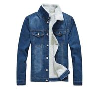 Men's Denim Jackets Warm Jacket Vintage Sherpa Fleece Lined Trucker Cargo Jacket Coat Winter Thicken Lapel Colar Button Down Thermal Cowboy Jackets Coats for Men UK
