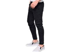 Mens Denim Jeans Elastic Waist Tapered Leg Jogger Jeans Drawstring Comfort Skinny Pants Slim Fit Stretch Trendy Pants Denim Long Trouser Durable Fabric with Pockets Y2K Style Streetwear