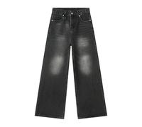 Men's Denim Jeans Vintage Hong Kong Style Mid Rise Wide Leg Casual Commuter Relaxed Pants for Men-Black-Large
