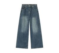 Men's Denim Jeans Vintage Hong Kong Style Mid Rise Wide Leg Casual Commuter Relaxed Pants for Men-Blue0101-X-Large