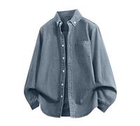 Mens Denim Shirt Classic Fit Shirt Jacket Long Sleeve Button Up Shirts Vintage Plain Work Shirts Turndown Collar Overshirt Casual Shacket with Pocket Spring Jackets for Men