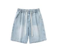 Mens Denim Shorts Stretchy Jeans Jorts Men's Slim Fit Bermuda Shorts for Men UK Mid-Length Summer Western Elasticated Waisted Workwear for Street Dance Light Blue