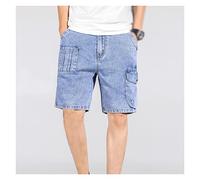 Men's Denim Shorts Summer Loose Thin Section Light Blue Jeans Shorts Five-point Pants