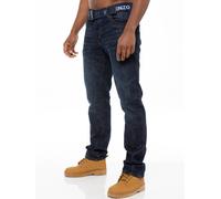 Mens Denim Straight Fit Jeans Mid Stonewash | Enzo Designer Menswear - Mid Stonewash / 38W / Regular (32")
