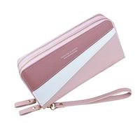 Men's Derrick Women's Long Clutch with Large Capacity Double Layer Purse Splicing Contrasting Colour Changing Mobile Phone Case Thin Wallet Men (RD1, One Size)