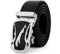 Mens Designer Belts Genuine Leather Belt Jaguar Business Suits Casual Reversible Buckle with Automatic Buckle Ratchet (Fit 42”-45“(115cm) Waist, Silver)