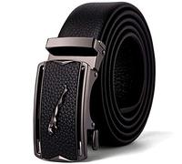 Mens Designer Belts Genuine Leather Belt Jaguar Business Suits Casual Reversible Buckle with Automatic Buckle Ratchet (Fit 42”-45“(115cm) Waist, Gun)
