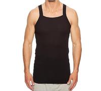 Men's Designer Cut Vest Ribbed Thermal 100% Organic Cotton Tank Top Rib Athletic Muscle Gym Vests (UK, Alpha, M, Regular, Regular, Black 1 Piece)