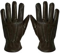 Mens Designer Genuine Leather Touch Screen Thermal Winter Warm Driving Gloves Brown S