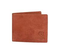 Mens Designer J Wilson RFID Blocking Genuine Real Leather Wallet with Zip Coin Pocket/Pouch Gift Boxed (Distressed Crunch Tan)