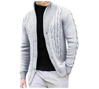 Mens Designer Jumper,Men's Sweater Coat for Everyday Wear - Business Casual Knit Cardigan with Stand-Up Collar and Button Front Solid Color Warm and Comfortable Jacket for Men (GY1, XXXL)