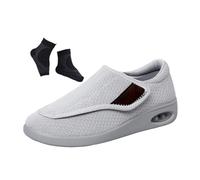 Men's Diabetic Edema Shoes, Arthritis Orthopedic Edema Swollen Breathable Diabetic Shoes for Man, Non-Slip Fattening Widening Extra Wide Surgery Recovery, for Arthritis Fasciitis Feet(Grey,4.5 UK)