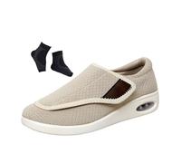 Men's Diabetic Edema Shoes, Arthritis Orthopedic Edema Swollen Breathable Diabetic Shoes for Man, Non-Slip Fattening Widening Extra Wide Surgery Recovery, for Arthritis Fasciitis Feet(Beige,7.5 UK)