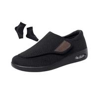 Men's Diabetic Edema Shoes, Arthritis Orthopedic Edema Swollen Breathable Diabetic Shoes for Man, Non-Slip Fattening Widening Extra Wide Surgery Recovery, for Arthritis Fasciitis Feet(Black,7 UK)