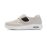 Mens Diabetic Edema Shoes Extra Wide Walking Memory Foam Slippers Mesh Breathable Lightweight Sneakers Air Cushion Swollen Bandaged Feet Fitting Width Orthopedic Adjustable(Beige,10 UK)