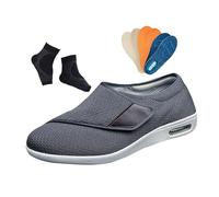 Mens Diabetic Edema Shoes, Summer Mesh Plus Size Breathable Adjustable Diabetic Sandals for Men, Lightweight Wide Feet Walking Edema Sneakers, for Elderly Foot Pain Relief Neuropathy(Grey,7 UK)