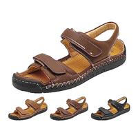 Mens Diabetic Sandals Breathable Men's Hollow Out Open Toe Flat Sandals With Adjustable Strap Lightweight Arch Support Slingback Roman Sliders for Walking