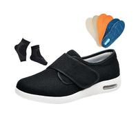 Men's Diabetic Shoes, Casual Orthopedic Adjustable Arthritis Edema Diabetic Shoes for Man, Lightweight Extra Wide with 3 Pairs Insoles Replacement, for Elderly Foot Pain Neuropathy(Black,10 UK)