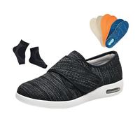 Men's Diabetic Shoes, Casual Orthopedic Adjustable Arthritis Edema Diabetic Shoes for Man, Lightweight Extra Wide with 3 Pairs Insoles Replacement, for Elderly Foot Pain Neuropathy(Black Gray,10 UK)