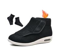 Men's Diabetic Shoes, Winter Warm Fur Lined Wide Fit Trainers Adjustable Men High Boots, Stylish Easy on Non-Slip Feet Walking Edema Wide Sneakers, for Swollen Feet Plantar Fasciitis(Black,11.5 UK)