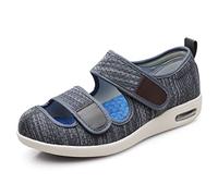 Mens Diabetic Slippers, Adjustable Plantar Fasciitis Trainers Non-Slip Lightweight Orthopedic Walking Shoes,Dark Gray,11 UK