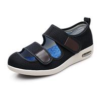 Mens Diabetic Slippers, Adjustable Plantar Fasciitis Trainers Non-Slip Lightweight Orthopedic Walking Shoes,Black,9 UK