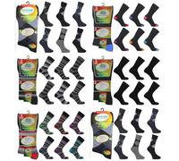 Men's Diabetic Soft Cotton Socks Random Design - Non-Elastic Loose Top Comfort Cuff - Wholesale Job Lot Multipack Bulk Socks UK 6-11 (UK, Numeric, 6, 11, Regular, Regular, Random Designs (24 Pairs))