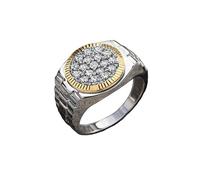 Men's Diamond Ring, Yellow and White Gold, Two-Tone, 9ct Gold, 0.20ct Natural Diamond (X)