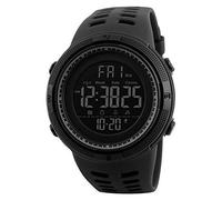 Men's Digital Sport Watch Led Quartz Wrist Watch with Alarm Stopwatch Dual Time Zone Countdown EL Backlight Calendar Date Watches (All Black)