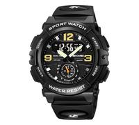 Men's Digital Sports Watch, 3 Time Zones, Chronograph, Alarm, LED Light, Waterproof 50M, Date and Week Display, Dual Time Outdoor Wristwatch(Black)