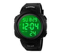 Mens Digital Sports Watch, Males Waterproof Electronic Military Army Watches Large Analogue Durable Wristwatch - Black
