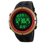 Men's Digital Sports Watch Waterproof Military Stopwatch Countdown Auto Date Alarm Gold red