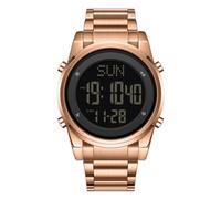 Mens Digital Watch for Men Wrist Watches LED Minimalist Stainless Steel Waterproof Stopwatch (Rose Gold Black)