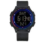 Mens Digital Watch Waterproof Digital Watches for Men Boys Sports Watch with Dual Time Zone, 12/24H, LED Backlight, Alarm, Stopwatch, Countdown with Soft Strap