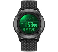 Mens Digital Watch with Nylon Strap Red Sports Wrist Watches for Men Women with Countdown LED Day Date Dual Time Display Alarm Stopwatch, Black, sport