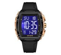 Mens Digital Watches Men’s Sports Waterproof Watch for Men Student Light Weight Rubber Strap Wrist Watch with EL Backlight Stopwatch Alarm (6286 Black Rose Gold)