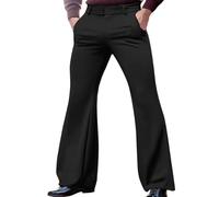 Mens Disco Pants Vintage 60s 70s Bell Bottom Pants Relaxed Stretch Dress Trousers Slim Fit Flared Slim Fit Flared Bottoms Trendy Wide Leg Trousers Black